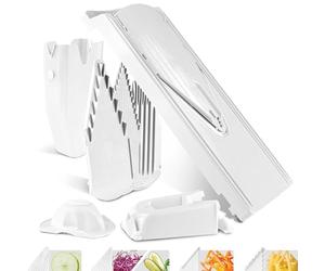 Börner Affettaverdure V3 (Set Professionale) • Affettatrice Multifunzionale per Fette, Julienne, Cubetti • Mandolina Regolabile con Lama a V in Acciaio Inossidabile • Colore: Bianco