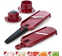Börner Multi Dicer + Multi Slicer (Set 4-in-1) • Set di Affettatverdure con 5 Tipi di Taglio • Tagliaverdure per Cubetti, Strisce e Fette in varie dimensioni • Colore: Rosso