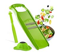 Börner Roko PowerLine Affettaverdure Set Regalo (3 pezzi) • Tagliaverdure a strisce sottili per frutta e verdura + portaverdure e pelapatate • Set Mandolina (Verde)