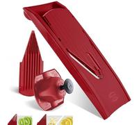 Börner V1 ClassicLine Mandolina a V - Set Base - 2 Inserti - Rosso | Con Salvadita & 2 Inserti - Fette in 3 Spessori - Lame in Acciaio Inox Microaffilate - Senza BPA - Per Frutta & Verdura