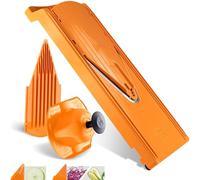 Börner V3 TrendLine Mandolina a V - Set Base - 2 Inserti - Arancione | Con Salvadita & 2 Inserti - Fette in 3 Spessori - Piedini in Gomma Antiscivolo - Lame Inox - Senza BPA - Per Frutta & Verdura