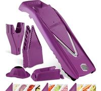 Börner V5 PowerLine Mandolina a V - Set Pro - Con Supporto - Viola | Con 3 Inserti & Salvadita & Custodia - 10 Tipi di Taglio - Bastoncini & Cubetti in 4 Misure - Senza BPA - Made in Germany