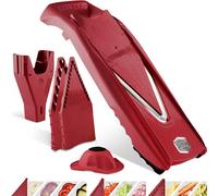 Börner V5 PowerLine Mandolina a V - Set Starter - 3 Inserti - Rosso | Con Salvadita & Custodia - 4 Spessori - Bastoncini & Cubetti in 4 Misure - Lame in Acciaio Inox - Made in Germany
