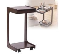 BOERYOU Tavolino da caffè a forma di C, multifunzionale, regolabile, in legno massello, tavolino da salotto con ruote, tavolino mobile a forma di C per soggiorno e camera da letto