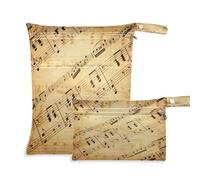 BOESI 2 pezzi Wet & Dry Storage Bag Travel Wet & Dry Bag impermeabile riutilizzabile, per viaggi, spiaggia, piscina, pannolini, articoli da toeletta, note musicali, Note musicali., Taglia unica,