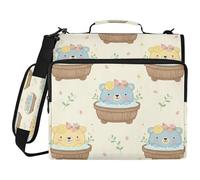 BOESI Bath Bear Pattern aggiornato 3 anelli Zipper Binder, 14 pollici Laptop compartment, 2 pollici anelli cartella espandibile, resistente all'acqua