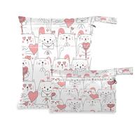 BOESI Borsa da viaggio impermeabile e asciutta, 2 pezzi, impermeabile, riutilizzabile, per viaggi, spiaggia, piscina, pannolini, articoli da toeletta, San Valentino, Valentine Cute Cat Confessione,