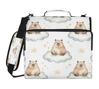 BOESI Cloud Capybara Pattern aggiornato 3 anelli Zipper Binder, 14 pollici Laptop compartment, 2 pollici anelli cartella espandibile, sacchetto resistente all'acqua