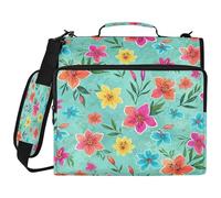 BOESI Graffiti fiore colorato aggiornato 3 anelli Zipper Binder, 14 pollici Laptop compartment, 2 pollici anelli cartella espandibile, sacchetto resistente all'acqua