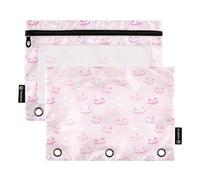 BOESI Pink Pumpkin Faces Binder Pouch Case Flipchart Pocket Pen Case con cerniera finestra trasparente per casa e ufficio, set di 2, Multicolore, one sizex2
