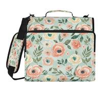 BOESI Raccoglitore con cerniera a 3 anelli aggiornato con fiori ad acquerello, scomparto per laptop da 14 pollici, cartella espandibile con anelli da 2 pollici, borsa resistente all'acqua