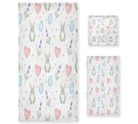 BOESI Set di 3 asciugamani con gnomi pasquali, morbidi e confortevoli, assorbenti, adatti per casa, hotel, spiaggia, viaggi, sport