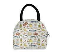BOESI Summer Coastal Food Borsa per il pranzo da donna Borsa per il pranzo isolata unisex riutilizzabile Lunch Box Cooler Bag per il lavoro Ufficio Viaggi Picnic