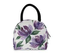 BOESI Viola Acquerello Magnolia Borsa Pranzo Da Donna Uomo Isolato Lunch Box Unisex Riutilizzabile Lunch Box Cooler Bag per il Lavoro Ufficio Viaggi Picnic