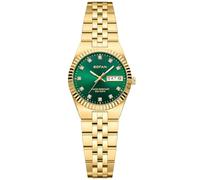 BOFAN Orologio da donna vintage dorato con quadrante con diamanti di lusso, data e settimana, cinturino in acciaio inox, impermeabile. Strumento di regolazione incluso (verde-oro)