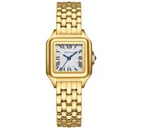 BOFAN Piccolo orologio da polso da donna, color oro, facile da leggere, al quarzo, con cinturino in acciaio inossidabile, quadrante romano, resistente all'acqua, cinturino regolabile incluso, Oro