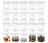 Bofanze 20 Pezzi 100ml Barattoli di Plastica Trasparente con Coperchio Contenitori Alimentari Contenitori Cosmetici Vuoti Vasetti Plastica con Coperchio per Dolciumi, Cereali, Marmellate, Perle