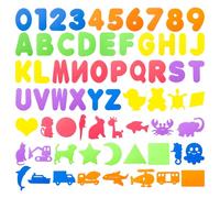 Bofanze 66pcs Lettere e Numeri da Bagno, Grandi Lettera e Numeri in Schiuma Colorate, Lettera Alfabeto Animali Veicoli Grafica Educative da Bagno Rimovibili, Giocattolo Galleggianti per il Bagnetto