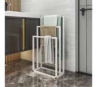 BOFENG Portasciugamani in metallo bianco a 3 ripiani, con 3 barre, autoportante, per asciugare gli asciugamani, scaletta per riporre gli asciugamani, accessori da bagno, asciugamani, asciugamani,