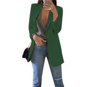 BOFETA Donna Colore Solido Lapel Open Front Cardigan Jacket Casual Blazers Ladies Work Office Formal Suit Jacket con Tasche Verde Scuro 3XL