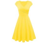 BOFETA Donne Vintage Elegante A Linea Swing Midi Wrap Abito Giallo M
