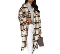 BOFETA Giacca A Vento In Misto Lana Casual Comoda Camisole Con Bottone In Flanella A Maniche Lunghe Giacca Tunnel Elegante Spazzolata In Vita Aperta Capospalla Beige M