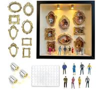 BOFITENG Scatola con Silhouette Mini Museo Fai-da-te, Kit di Aggiornamento con Museo e Statuette in Miniatura, Decorazione Per Vetrina In Miniatura per Famiglia, Display Memoria Creativa (Nero)