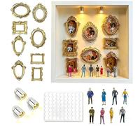 BOFITENG Scatola con Silhouette Mini Museo Fai-da-te, Kit di Aggiornamento con Museo e Statuette in Miniatura, Decorazione Per Vetrina In Miniatura per Famiglia, Display Memoria Creativa (Bianco)