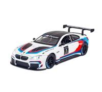 BOFSMXXNP Modellino auto scala Auto Sportiva In Lega Pressofusa Modello BMW M6 GT3 In Scala 1:24 Con Luci E Musica, Modello Pull Back Modellino auto lega(White)