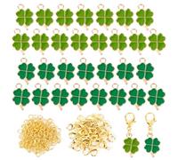 BOFUNX 30pcs Ciondoli Pendenti Quadrifoglio Ciondoli Portafortuna in Metallo Pendenti Portafortuna Ornamenti Accessori per Creazione di Gioielli Artigianato Fai da Te