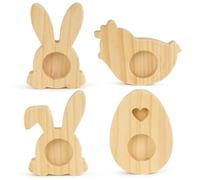 BOFUNX 4pcs Portauova in Legno Porta Uovo di Pasqua Uova Tazze Vassoio per Uova Legno Decorazioni Pasquali Fai da Te per Bambini Adulti Festa