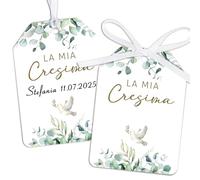 BOFUNX 50pcs Etichette Cresima Bigliettini Bomboniere La Mia Cresima Etichette Regalo Tag Cartellino per Bambini Santa Cresima Bomboniere Artigianato Fai da Te