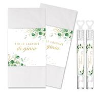 BOFUNX 50pcs Porta Fazzoletti Matrimonio Lacrime di Gioia + Etichette Adesivi Bolle di Sapone Bomboniere Matrimonio, Decorazione per Promessa di Matrimonio Nozze
