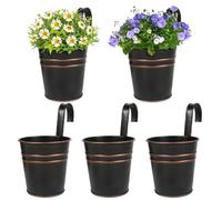 BOFUNX 5pcs Vasi di Fiori da Appendere Vasi di Metallo Esterno Vaso Sospeso Portafiori Pensili con Gancio Rimovibile per Balcone Recinzione Casa Decorazione