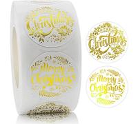 BOFYTR 500 adesivi natalizi con scritta "Merry Christmas", etichette rotonde autoadesive, etichette adesive per album di ritagli, scatole regalo, decalcomanie per bambini, 2,5 cm (stile 2)