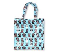 BOGACI Borsa Donna Ragazza Shopper In Plastica Busta Spesa Casual Universale Fantasia Gattini Cagnolini (Fantasia C.4 Celeste)