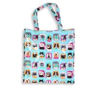 BOGACI Borsa Donna Ragazza Shopper In Plastica Busta Spesa Casual Universale Fantasia Gattini Cagnolini (Fantasia G.1 Celeste)