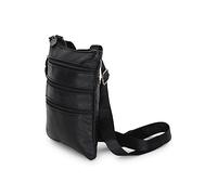 BOGACI Borsello a Spalla Universale Mini da Uomo Ragazzo In Vera Pelle Borsa a Tracolla Capiente Multitasche Tipo Messenger Bag per Ufficio Lavoro Scuola Viaggio Regalo In Offerta (4 Tasche Nero)