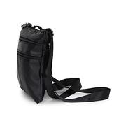 BOGACI Borsello a Spalla Universale Mini da Uomo Ragazzo In Vera Pelle Borsa a Tracolla Capiente Multitasche Tipo Messenger Bag per Ufficio Lavoro Scuola Viaggio Regalo In Offerta (3 Tasche Nero)