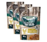 Bogar - Simply Wild - Snack gatti - Cibo per gatti - Integratore alla normale alimentazione - Chips al gusto pollo appetitoso - Mangiare per gatto a forma di fettine di carne - 50 G (Confezione da 3)