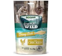 Bogar - Simply Wild - Snack gatti - Cibo per gatti - Integratore alla normale alimentazione - Stick gatto cremoso gusto Pollo - Per i momenti di interazione - 5x15g