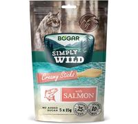 Bogar - Simply Wild - Snack gatti - Cibo per gatti - Integratore alla normale alimentazione - Stick gatto cremoso gusto Salmone - Per i momenti di interazione - 5x15g (Confezione da 5)
