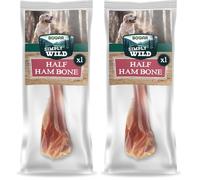 Bogar - Simply Wild - Snack per cani - Cibo per cani - Integratori a forma di mezzo osso di prosciutto - 100% maiale essiccato - Masticativi con funzione di premietti per il tuo cane (Confezione da 2)