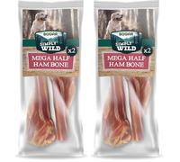 Bogar - Simply Wild - Snack per cani - Cibo per cani - Integratori a forma di mezzo osso di prosciutto - 100% maiale essiccato - Masticativi con funzione di premietti per il tuo cane (Confezione da 2)