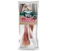 Bogar - Simply Wild - Snack per cani - Cibo per cani - Integratori a forma di mezzo osso di prosciutto x2-100% maiale essiccato - Masticativi con funzione di premietti per il tuo cane