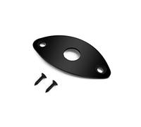 Bogart Piastra per presa jack per chitarra, ovale, curva, stile calcio, compatibile con chitarra o basso Les Paul Ibanez Jackson, con viti di montaggio, colore nero (HJ 003-BK)