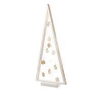BOGATECO Albero di Natale in legno con LED, altezza 104 cm, decorazione in legno inclusa, decorazioni natalizie, 100 LED