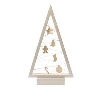 BOGATECO Albero di Natale in legno con LED di altezza 52 cm, decorazione in legno inclusa | decorazioni natalizie | 20 LED |