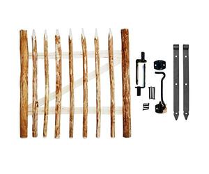 BOGATECO Alto Cancello Giardino in Legno | Larghezza: 100 cm | Altezza: 60 cm | Distanza tra i Picchetti di Recinzione 6-7 cm | Include Cerniere e Accessori | Porta Si Apre a Sinistra |