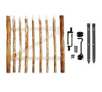 BOGATECO Alto Cancello Giardino in Legno | Larghezza: 100 cm | Altezza: 80 cm | Distanza tra i Picchetti di Recinzione 6-7 cm | Include Cerniere e Accessori | Porta Si Apre a Sinistra |